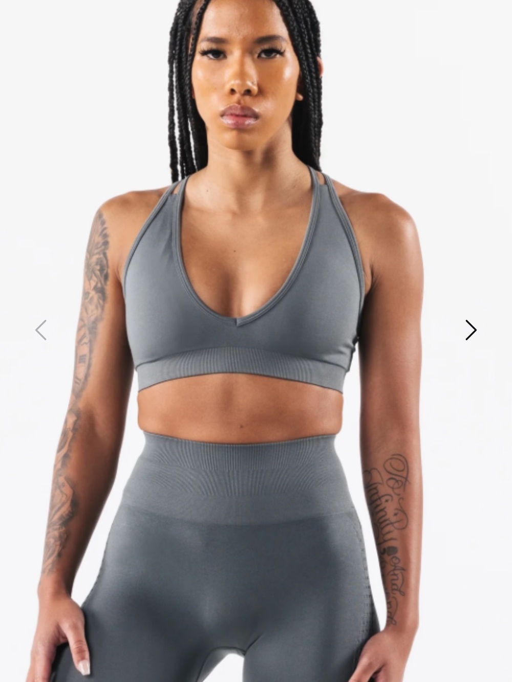 Alphalete contour leggings and matching sports bra- Skyscraper (gun mental grey)